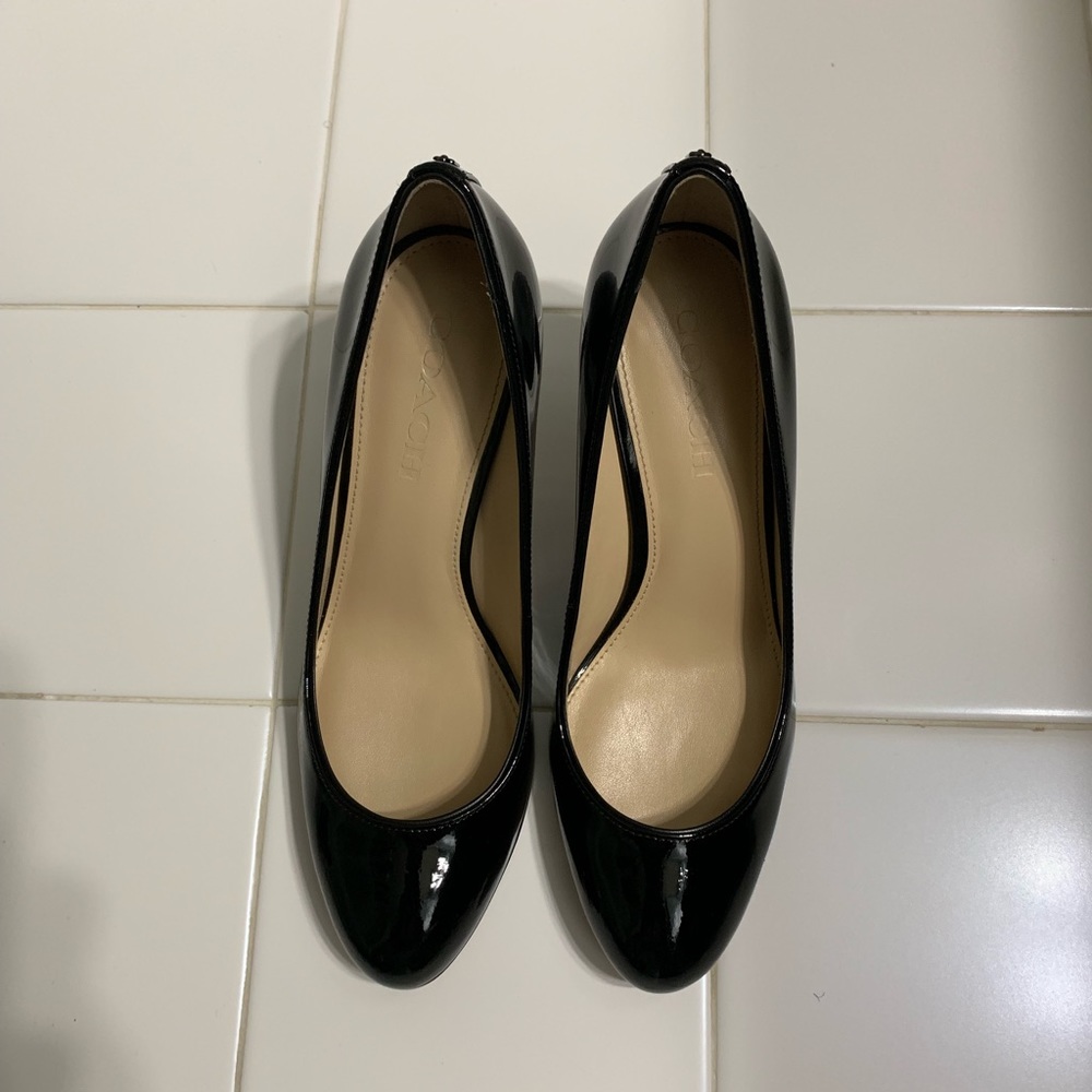 Coach Black Patent Leather Pumps.